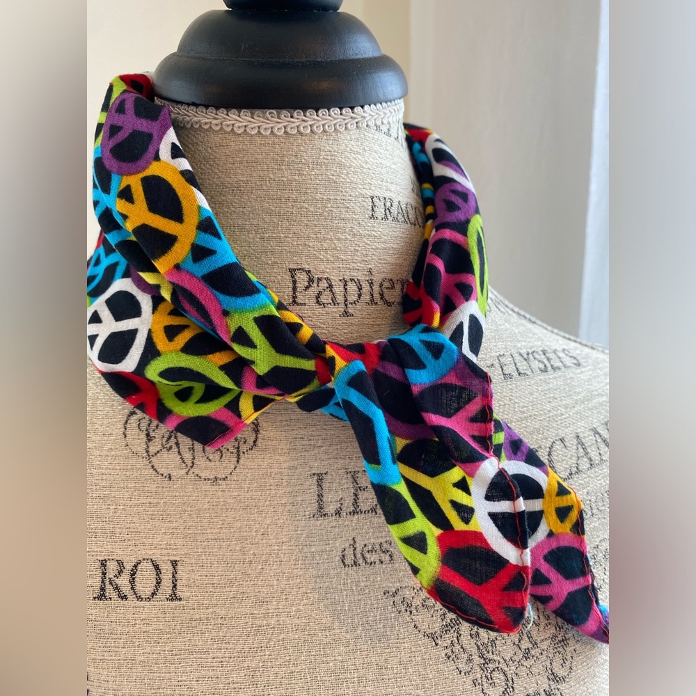 Peace sign in multicolor scarf